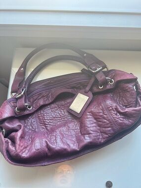 Plum Leather Satchel Handbag